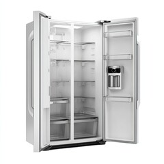 Modern refrigerator interior, open