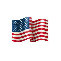 Obraz premium Flat design of the American flag with clean lines and bright colors, isolated on transparent background PNG