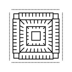 circuit board quantum computer line icon vector illustration