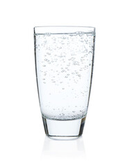 Refreshing soda water in glass isolated on white