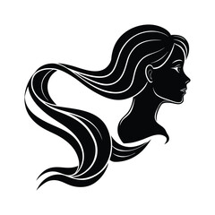Elegant silhouette of a woman with flowing hair