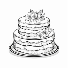 Delicious Double Layer Vanilla Cake image vector isolated on white background.
