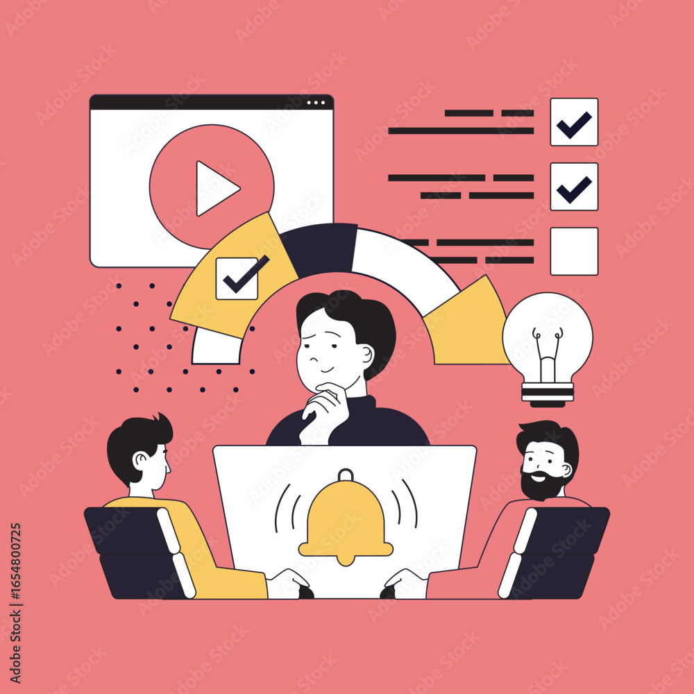 Wall mural digital content marketing concept for modern web design. people making data statistic analysis and p