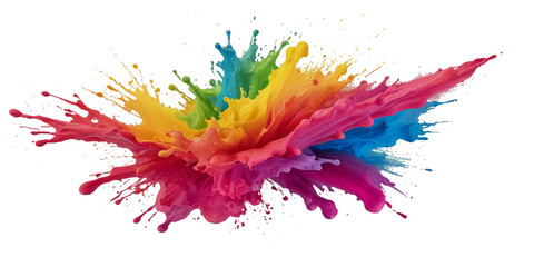 Colorful smoke rainbow painted holi fog festival background. Colorful rainbow paint color smoke cloud explosion isolated on transparent background.	
