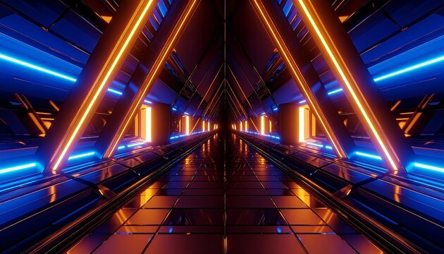 Futuristic tunnel with vibrant neon lights (1)