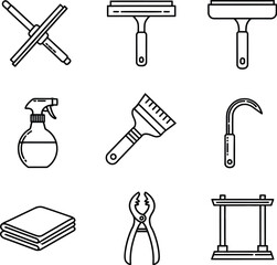 Fototapeta premium Essential cleaning tools for professional or home use with modern design