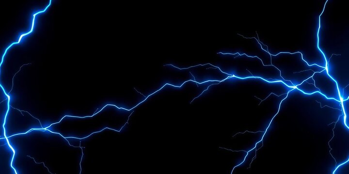 Intricate blue electrical arcs branching across dark background,  mystical,  visual