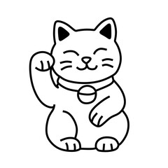 Maneki Neko Icon, Japanese Lucky Cat Symbol Design