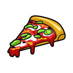 delicious melting pizza cartoon