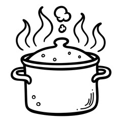 Steaming pot of deliciousness, perfect for recipe illustrations or cooking tutorials, a simple icon for food lovers, culinary bloggers, and anyone who loves to cook!
