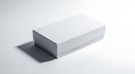 Naklejka premium Minimalist White Box with Shadow on White Surface, Studio Lighting.