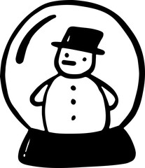 A hand drawn illustration of snow globe snowman Christmas holidays