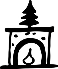 A hand drawn illustration of fireplace Christmas holidays