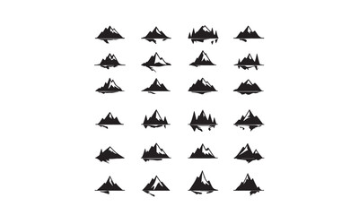 Naklejka premium Mountain silhouette collection reflected in water, nature logo concepts