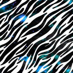 zebra skin texture background with galaxy 