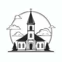 Church Tower Vector Art, Icons, and Graphics isolated on white background.