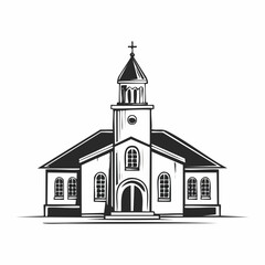 Modern Church with Bell Tower Architecture image vector isolated on white background.