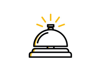 A simple line drawing of a hotel reception bell isolated on white background