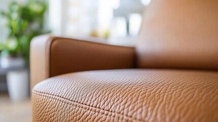 Brown leather sofa texture close up comfortable furniture interior design
