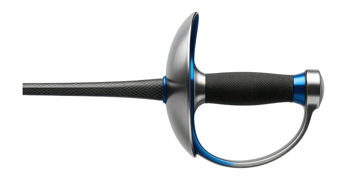 Carbon fiber rapier with a reinforced hilt and rubber safety tip for advanced training - Powered by Adobe