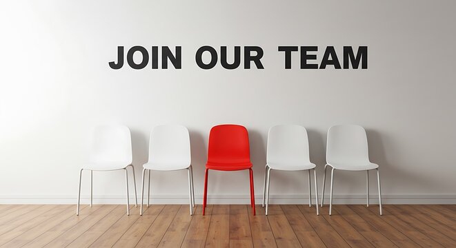 "Join Our Team" message with a red chair indicating job opportunity