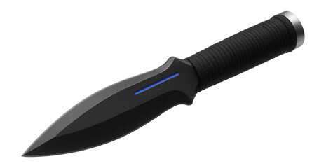 Black-coated steel throwing knife with an aerodynamic shape for precision throwing
