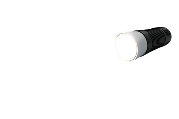 LED flashlight with beam isolated on transparent background