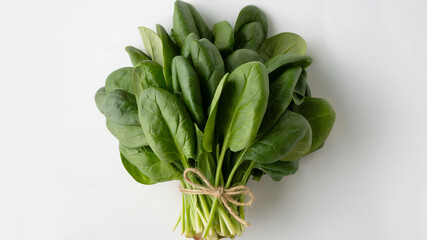 Fototapeta premium Fresh Green Spinach Bunch on White Background