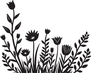 “Wildflower Silhouette Border Design”