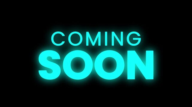Coming soon tittle animation with glow effects. 4K Video