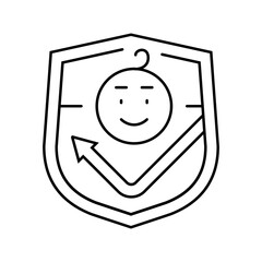 childproof locking system line icon vector illustration