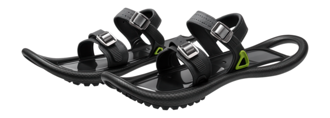 Carbon fiber snowshoes with quick-release buckles for competitive racing