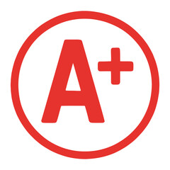 Fototapeta premium Red A plus grade icon inside circle on white background representing academic excellence