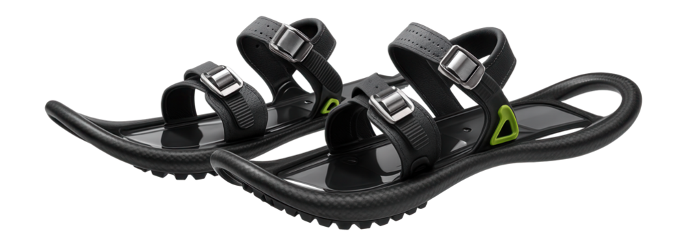 Carbon fiber snowshoes with quick-release buckles for competitive racing