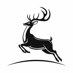 Deer Logo Image. Deer Running Logo Design Vector and Vector Art On white background.