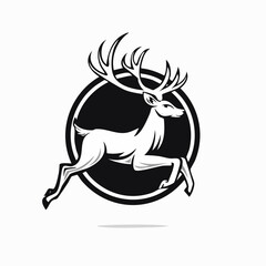 Deer Logo Image. Deer Running Logo Design Vector and Vector Art On white background.