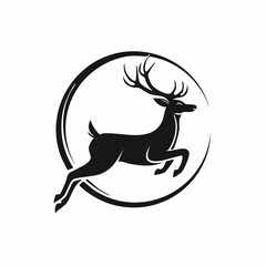 Deer Logo Image. Deer Running Logo Design Vector and Vector Art On white background.