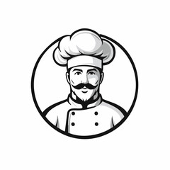 Chef character logo design template vector isolated on white background.