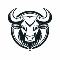Vector Design of a Bold Minimalist Bull Logo in Black and White for Strong Branding