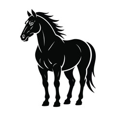Majestic black horse standing proudly in silhouette