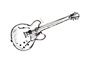 Obraz premium Pencil sketch of an electric guitar.