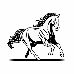 Outline running horse logo vector illustration isolated on white background.