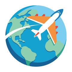 Obraz premium airplane flying around globe icon (1).eps