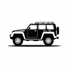 Offroad 4x4 car silhouette Vector Image isolated on white background.