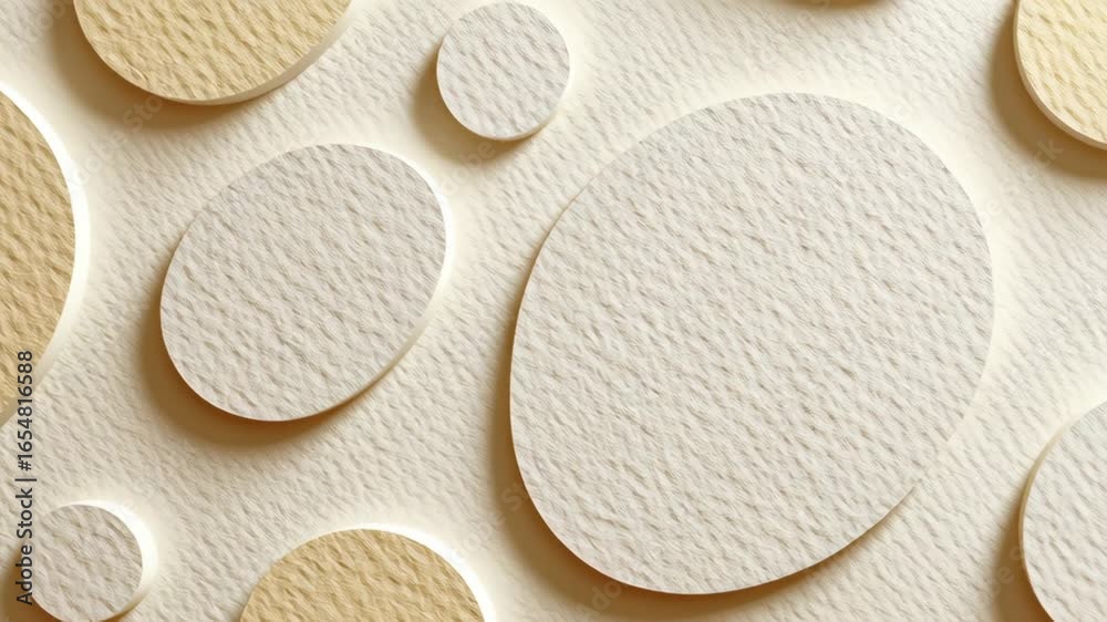 Sticker textured background with oval shapes in soft beige tones for creative design projects