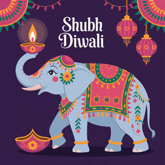 Fototapeta premium Flat Diwali clipart vector illustration background