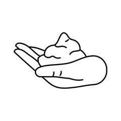 foaming soap hand line icon vector illustration