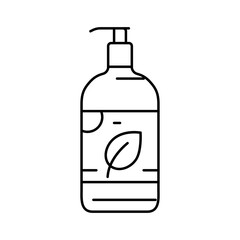 organic liquid soap bottle line icon vector illustration