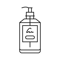 luxury branded soap bottle line icon vector illustration