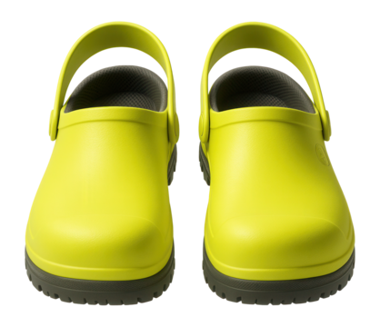 High-visibility rubber safety clogs with slip-resistant sole